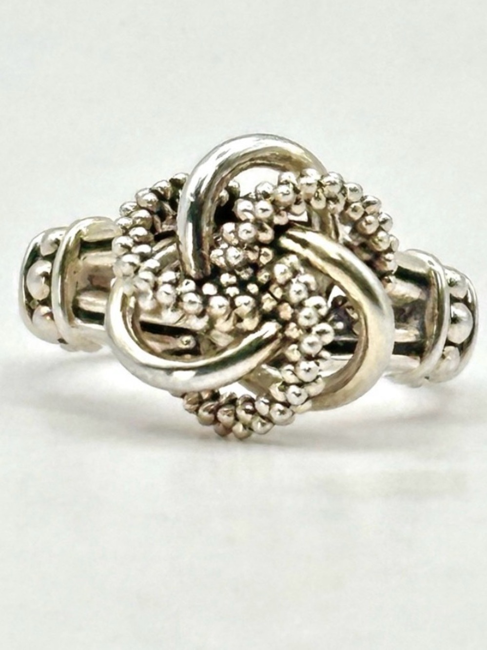 LAGOS Beaded Love Knot Ring - Silver size 8